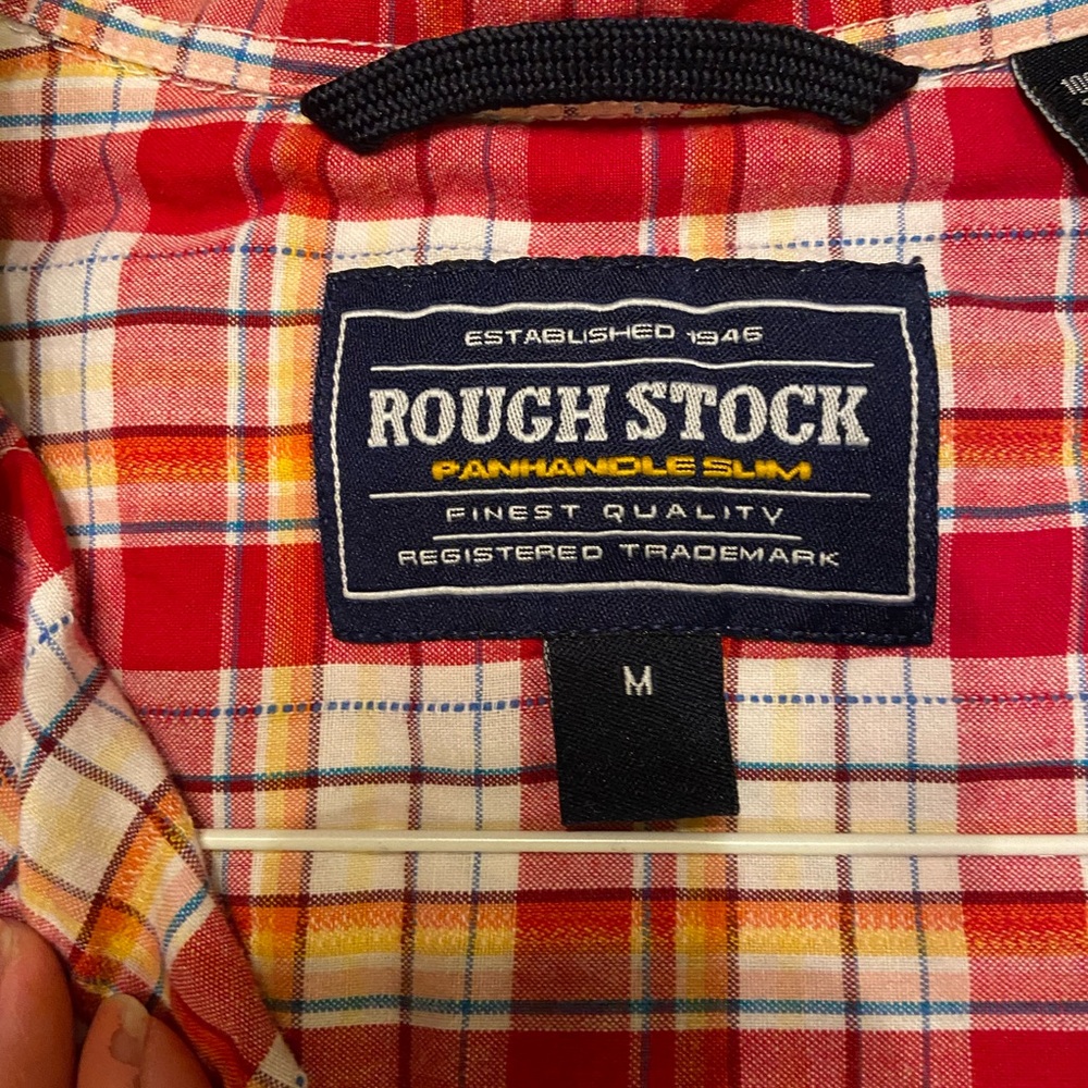 Western Plaid Button-Up Shirt - Red and White Pearl snap - Picture 3 of 5
